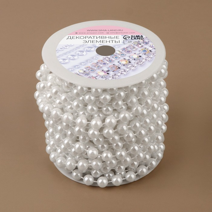 Жемчуг на нитях, круглый, 8 мм, 9 ± 1 м, цвет белый Жемчуг на нитях, круглый, 8 мм, 9 ± 1 м, цвет белый
