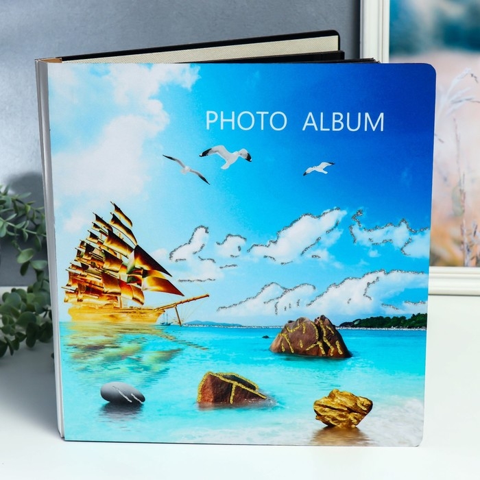 Фотоальбом магнитный 20 листов Фотоальбом магнитный 20 листов "Корабль у острова" в коробке, дерево 34х4х33 см