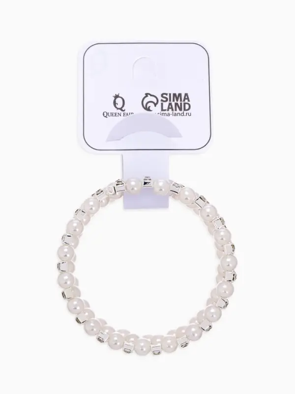 Браслет-пружинка &laquo;Жемчужинка&raquo;, 3 ряда, шахматы, белый, d=6.5 см