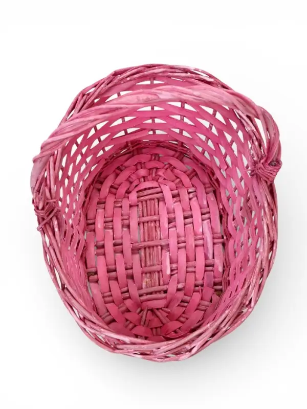Корзина плетеная ива 28 х 20 х 11 см ручка 14 см, розовый
