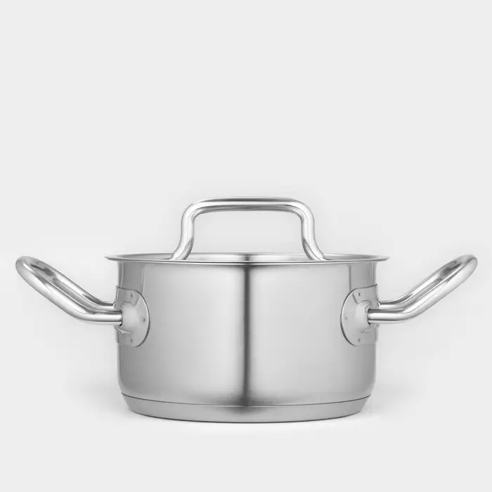 Кастрюля Катунь &laquo;Общепит&raquo;, 1 л, d=14 см, с крышкой, капсульное дно, индукция, нержавеющая сталь, хромированная