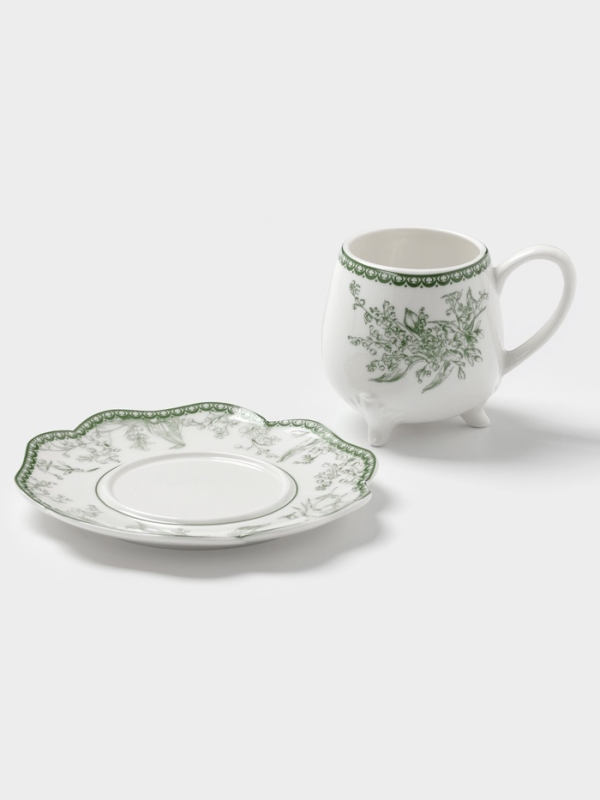 Чайная пара "Bloomware"  W&Y  15х10см  цвет зеленый, белый