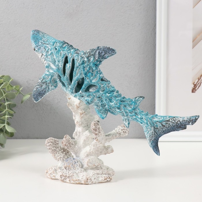 Сувенир полистоун Сувенир полистоун "Коралловый риф. Акула на подставке" 29х14,5х20,5 см