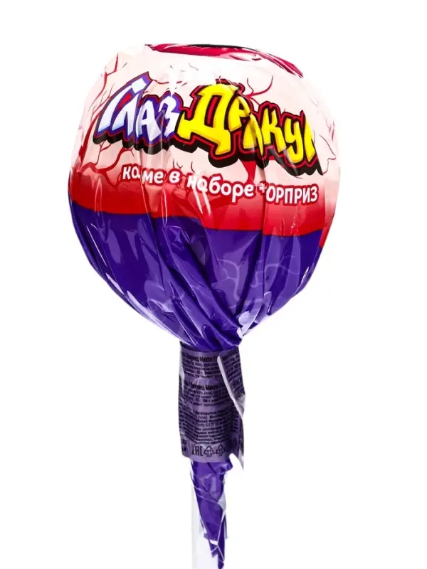 Карамель на палочке в наборе с подарком Карамель на палочке в наборе с подарком "Лизунец MAXI Глаз Дракулы" 112гр*24шт.