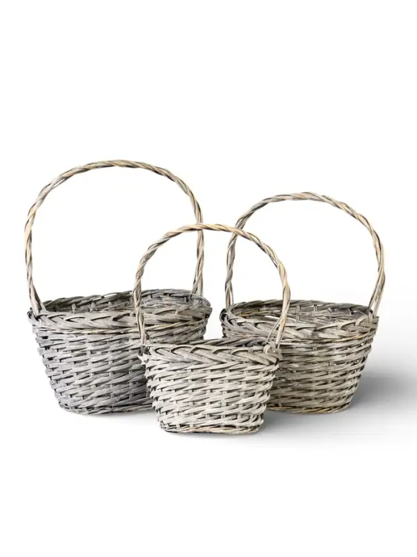 Корзина плетёная для хранения Penelope, лоза, с ручкой, серая, набор 3 шт.
