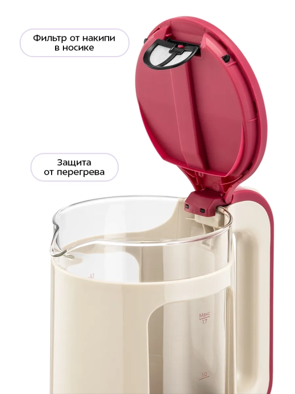 Чайник электрический стеклянный КТ-8711- 1.7 л Чайник электрический стеклянный КТ-8711- 1.7 л