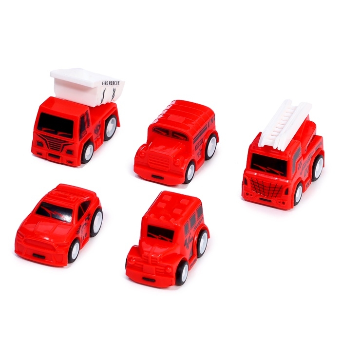 Набор детских машинок «Пожарная служба», инерция, 5 шт., аксессуары Набор детских машинок «Пожарная служба», инерция, 5 шт., аксессуары