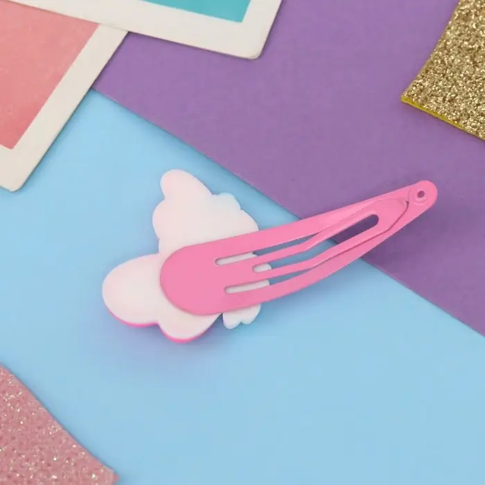 Невидимка для волос  Невидимка для волос "Адель" (набор 2 шт) зайка с крылышками, 5,5 см, розовый