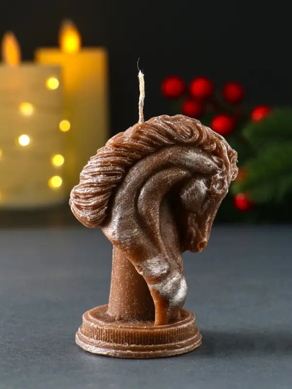 Свеча новогодняя Свеча новогодняя "Конь" 60х90 мм, ЛАК, коричневый