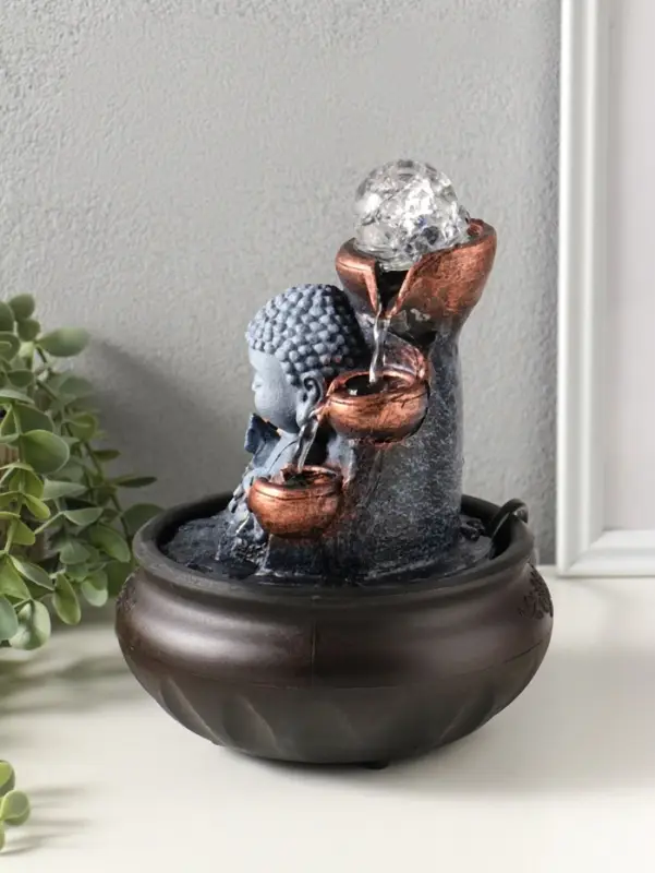 Фонтан настольный от сети, подсветка "Будда - мудра" 16х16х22 см