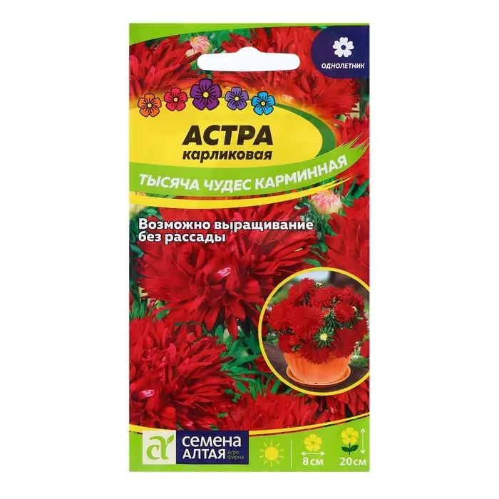 Семена Астра Семена Астра "Тысяча чудес", ц/п, карминная, 0,2 гр.