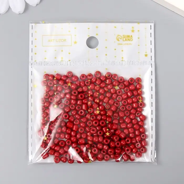 Бисер круглый 6/0  Бисер круглый 6/0 "Тёмно-красный" 20 гр