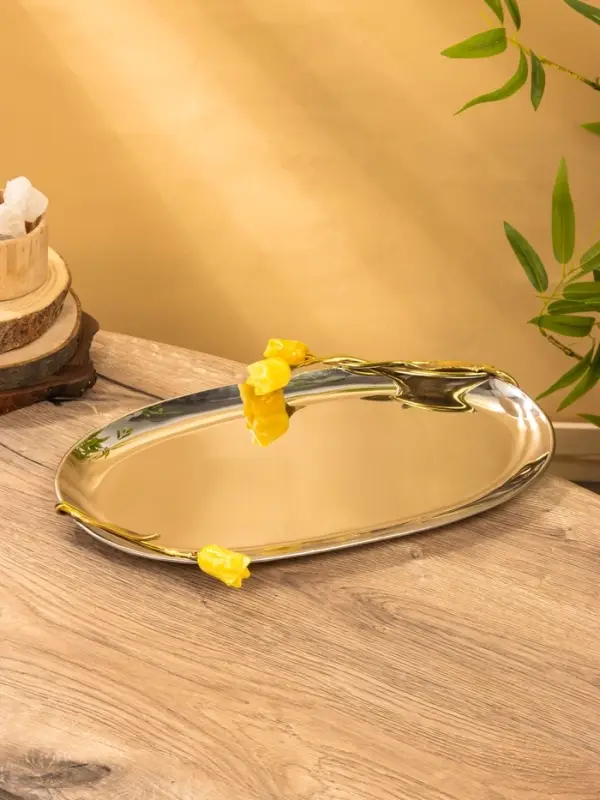 Поднос Поднос "Тюльпаны" 41х28х5 см, нержавеющая сталь