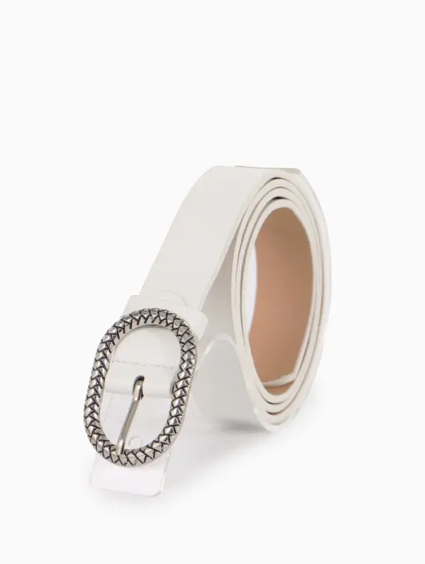 Ремень женский, 110&times;2.9 см, с винтом, классическая пряжка металл, белый