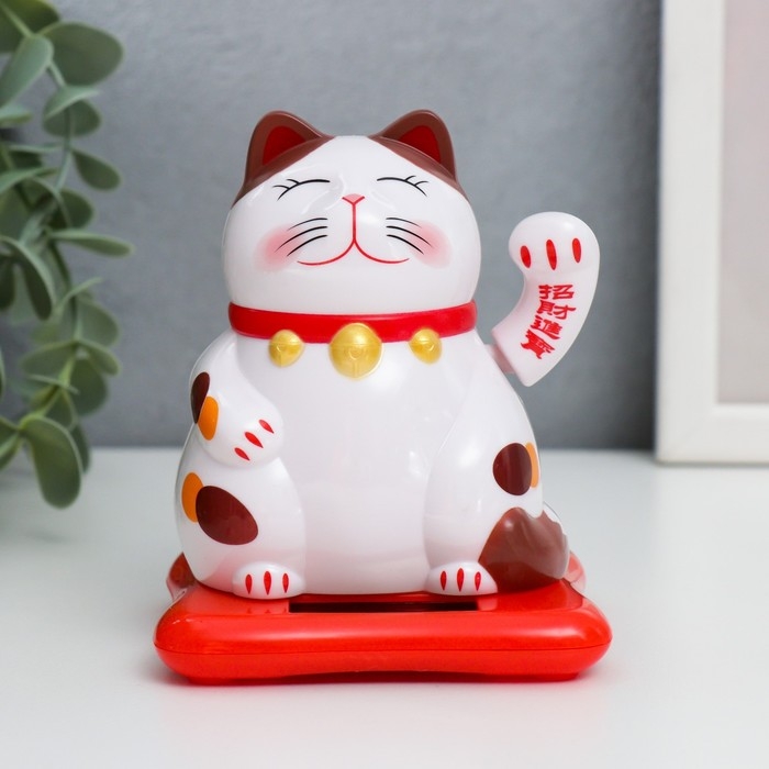 Маятник пластик от солнечной батареи Маятник пластик от солнечной батареи "Кот манэки-нэко" пятнистый 9,5х10х9,5 см