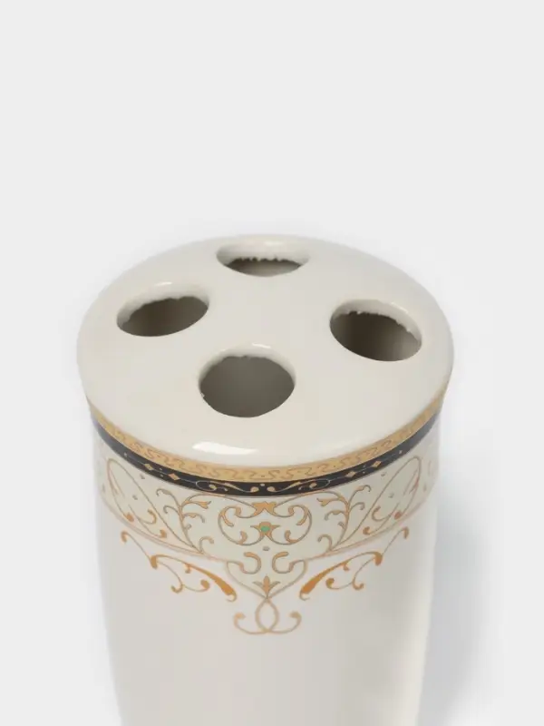 Набор аксессуаров для ванной комнаты Доляна &laquo;Золотая роскошь&raquo;, 4 предмета, дозатор 250 мл, мыльница, 2 стакана, белый