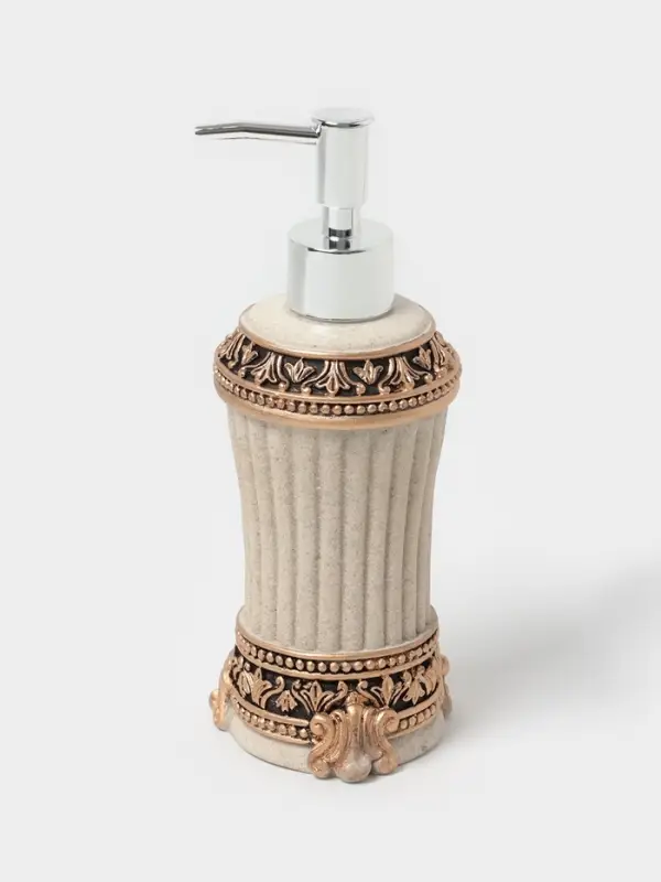 Аксессуары для ванной &laquo;Вензеля&raquo;, 4 предмета, дозатор 200 мл, мыльница, 2 стакана, бежевые