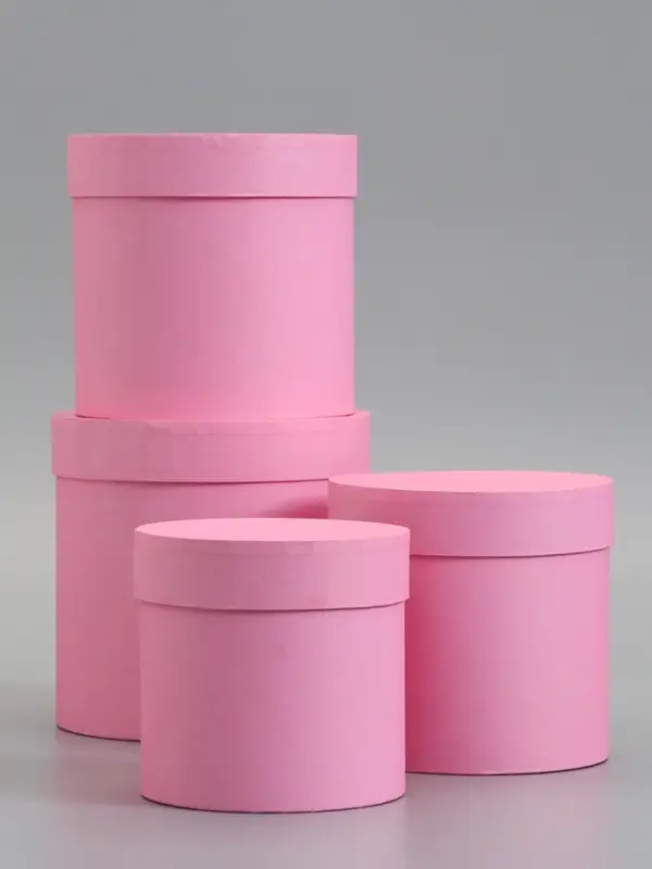 Набор шляпных коробок  4 в 1 "Розовый" 18 &times; 18 ‒14 &times; 14 см
