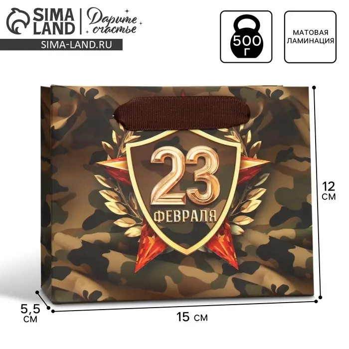 Пакет подарочный ламинированный, упаковка, «С 23 февраля», S 15 х 12 х 5.5 см Пакет подарочный ламинированный, упаковка, «С 23 февраля», S 15 х 12 х 5.5 см