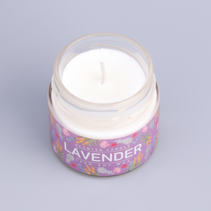 Свеча ароматическая в банке  Свеча ароматическая в банке "Лаванда и шалфей", совый воск, 80 г