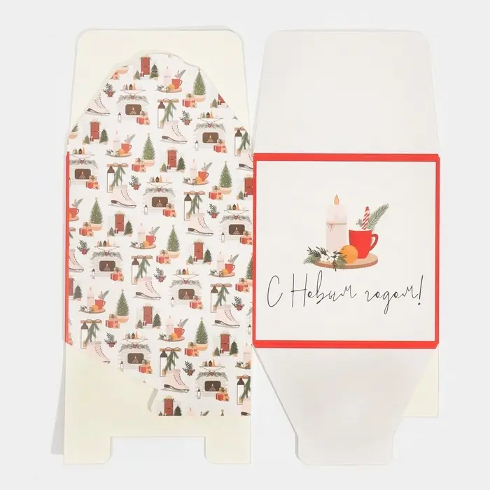 Коробка подарочная новогодняя складная «Хюгге», 18 х 18 х 18 см, Новый год Коробка подарочная новогодняя складная «Хюгге», 18 х 18 х 18 см, Новый год