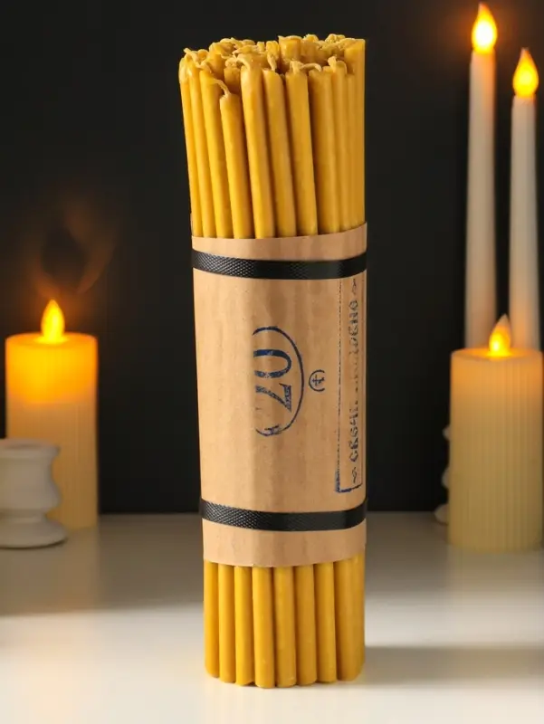 Свечи церковные медовые №20, упаковка 1 кг, парафин, медовое масло