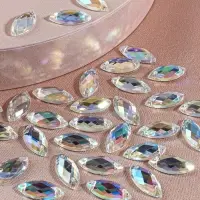 Стразы пришивные &laquo;Лепесток&raquo;, лодочка, из органического стекла, с голографией, 7&times;15 мм, 50 шт.