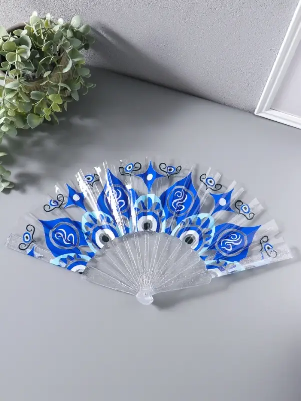 Веер складной пластик &laquo;Орнамент от сглаза&raquo;, блеск, 23 см