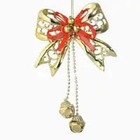 Ёлочная игрушка &laquo;Зимнее волшебство. Бантик с бубенчиками&raquo; пластик, 11.5&times;10 см, золотисто-красный