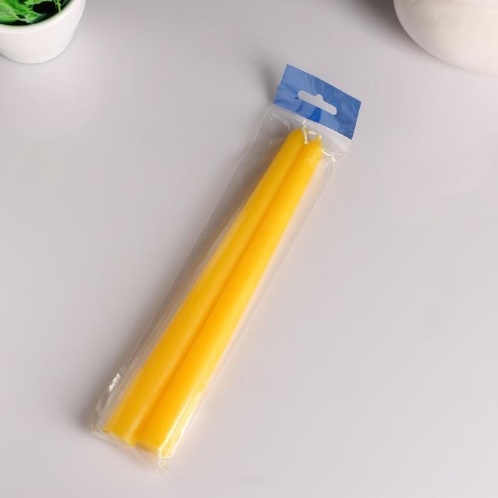 Набор свечей античных, 2,2х 25  см, лакированная 2 штуки, жёлтый Набор свечей античных, 2,2х 25  см, лакированная 2 штуки, жёлтый