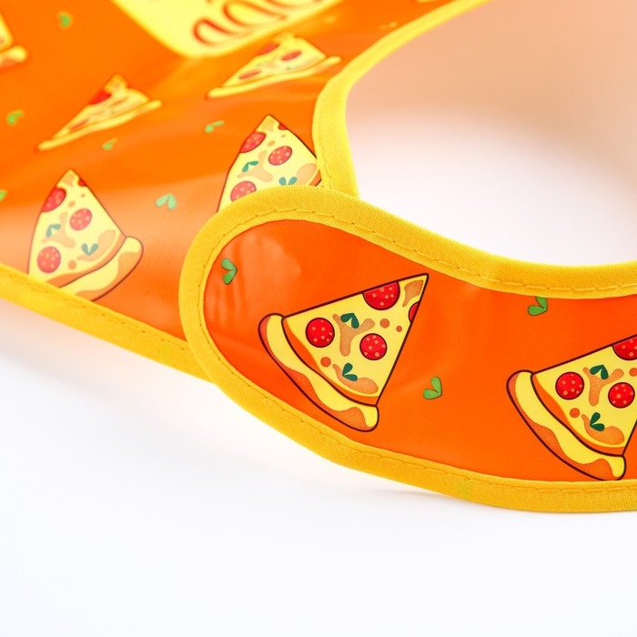 Нагрудник для кормления «Pizza» непромокаемый на липучке, с карманом Нагрудник для кормления «Pizza» непромокаемый на липучке, с карманом