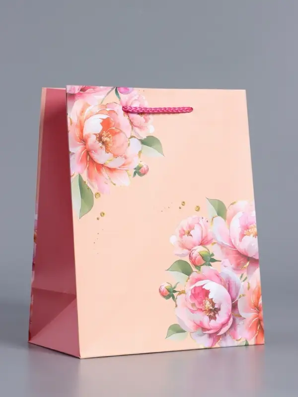 Пакет подарочный ламинированный "Цветы" 18 х 22,3 х 10 см