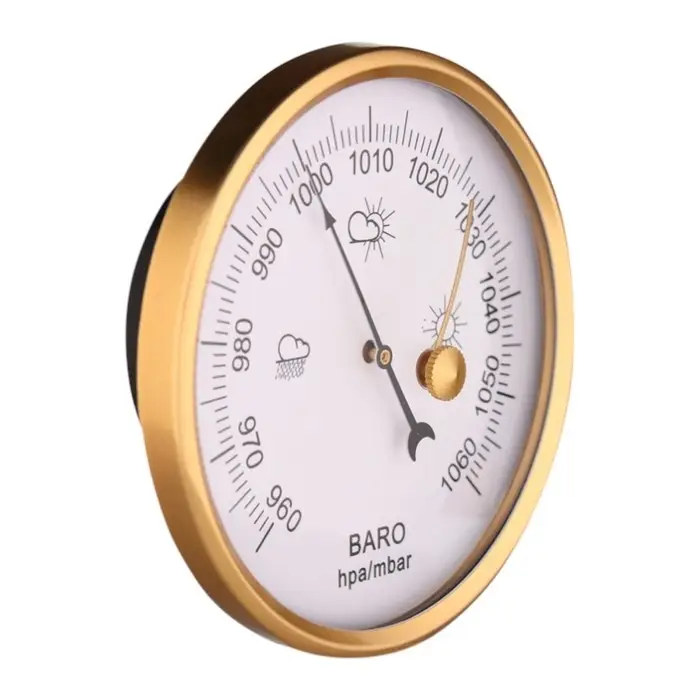 Барометр механический, настенный, золотая рамка, d=6 см