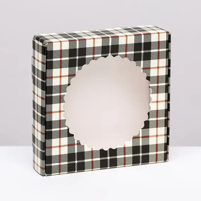 Коробка сборная с окном, «Мужской», 11.5×11.5×3 см