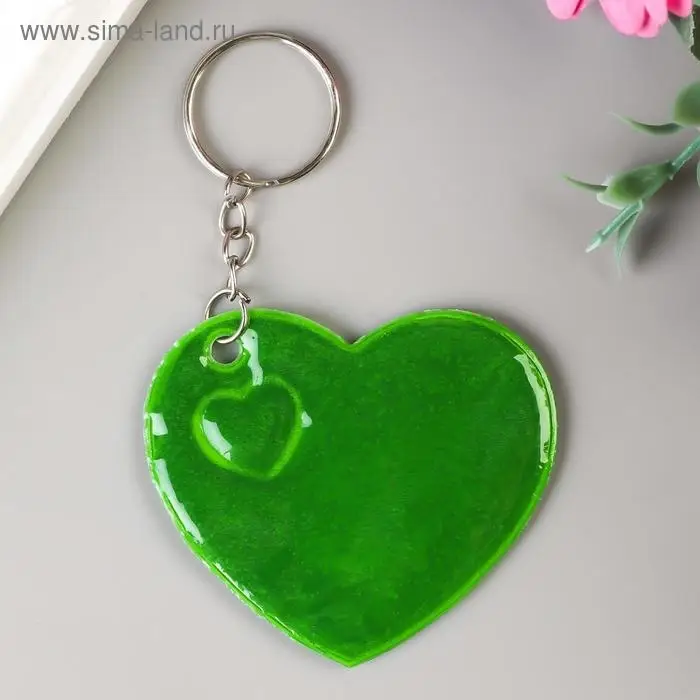 Светоотражающий брелок для ключей на кольце «Сердечко», пластик, 5.5×5.5 см, МИКС