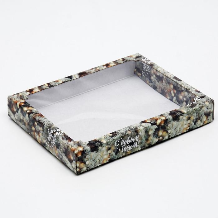 Новый год. Коробка сборная крышка-дно с окном, Новый год. Коробка сборная крышка-дно с окном, "Сказочный миг", 26 х 21 х 4 см.