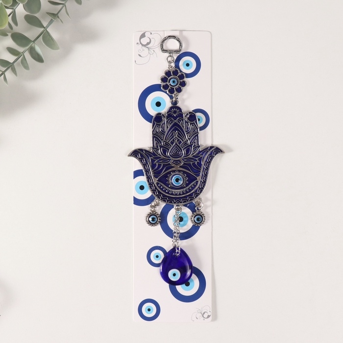 Подвеска от сглаза  Подвеска от сглаза "Рука Фатимы с лотосом" 9х22 см