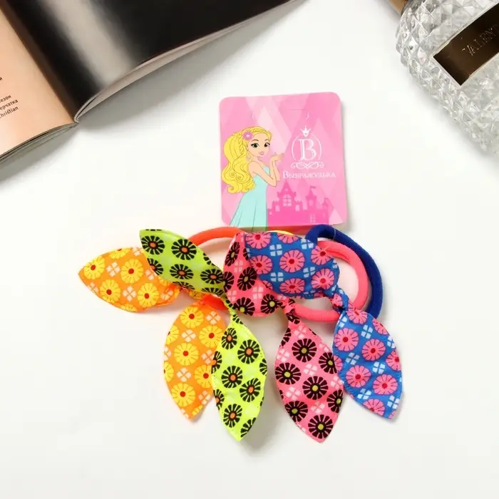 Резинка для волос Резинка для волос "Весёлые ушки" (набор 4 шт) ромашки, 4 см, микс