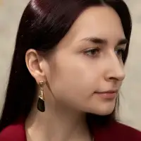 Серьги акрил &laquo;Капля каллы&raquo;, зелёные в золоте