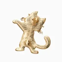 Брошь перламутровый "Котёнок" в очках, цвет белый в золоте