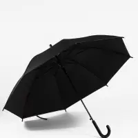 Зонт полуавтоматический &laquo;Однотон&raquo;, 8 спиц, R=46/54 см, d=92 см, чёрный
