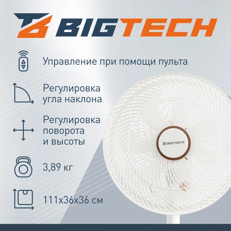 Вентилятор напольный BigTech WBF002 с пультом