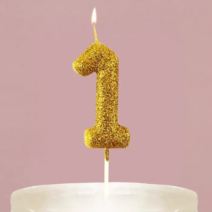 Свеча для торта, цифра, блестящая «1», золото, 9,5 х 4 см Свеча для торта, цифра, блестящая «1», золото, 9,5 х 4 см