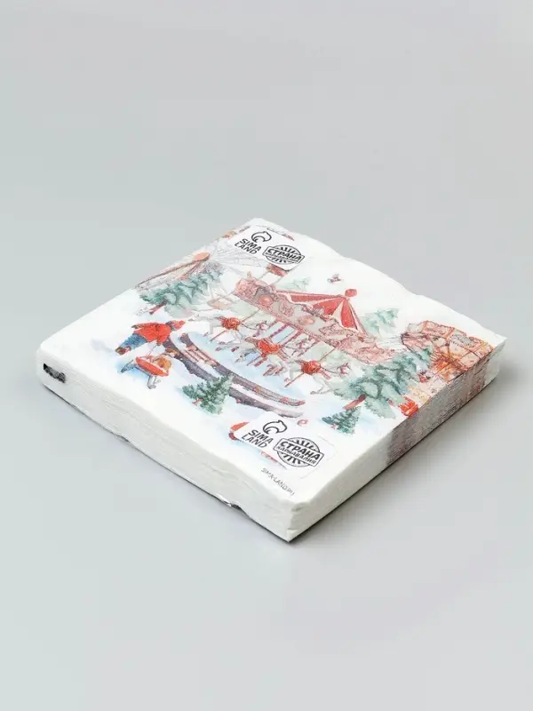 Салфетки бумажные двухслойные "Новогодние забавы", 33*33 см, набор 20 штук