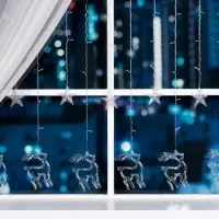 Гирлянда &laquo;Бахрома&raquo; 2.4&times;0.9 м с насадками &laquo;Олень&raquo;, IP20, прозрачная нить, 138 LED, свечение белое, 8 режимов, 220 В