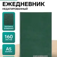Ежедневник недатированный, А5, 160 листов, бумвинил, зелёный