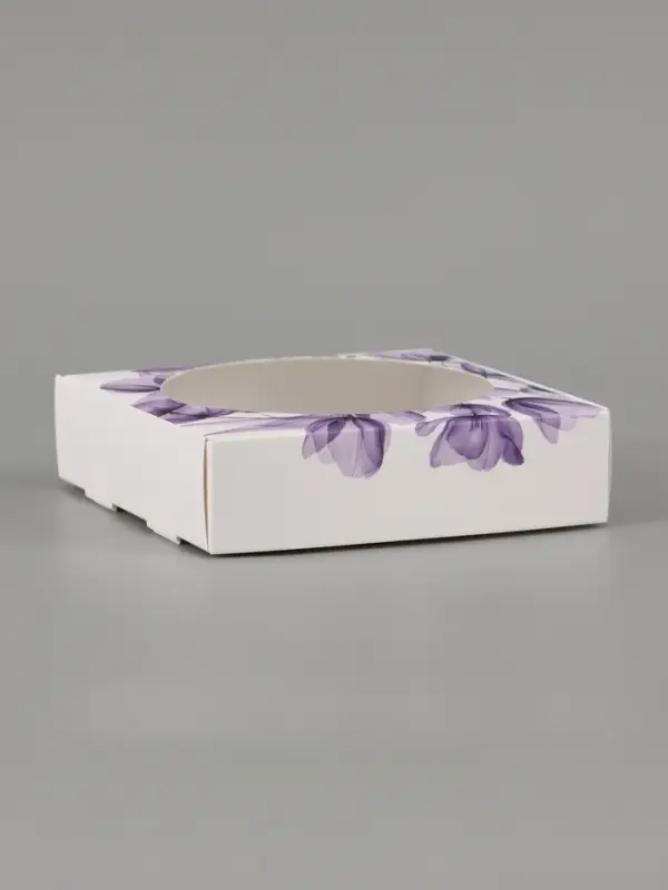 Коробка подарочная самосборная с окном &laquo;Цветы&raquo;, 11.5&times;11.5&times;3 см