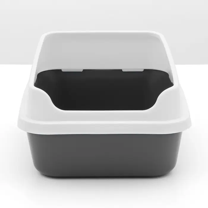 Туалет для кошек &laquo;Сима Люкс&raquo;, 30&times;39&times;19 см, с бортом, пластик, серый, тёмно-серый