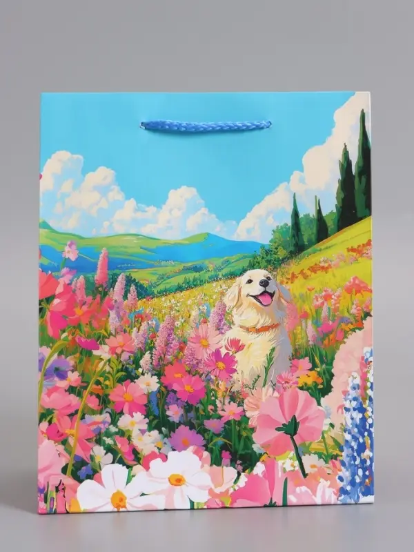 Пакет подарочный ламинированный "Поле цветов" 18 х 22,3 х 10 см