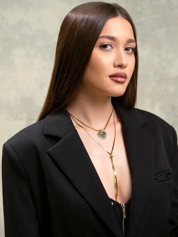 Кулон на затяжке многослойный &laquo;Медальон сердце&raquo;, 2 яруса L=40, 70 см, медь, цвет золото